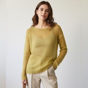 Anthropologie Charlie and Robin Sheer Sweater Women XS Mustard Mohair Wool